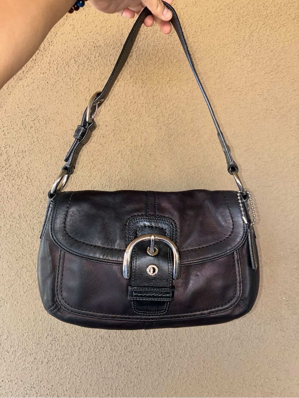 Black Shoulder Bag with Silver Buckle & Hangtag - Picture 6 of 13